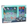 LEAN TOYS Zestaw 12 samochodzików, samolotów z napędem, znaków drogowych 5 cm