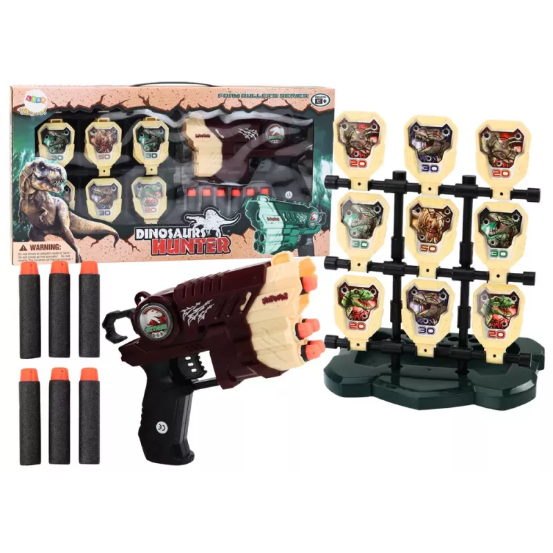 LEAN TOYS Foam Dinosaurs Brown Dinosaurs Gun With Darts Set