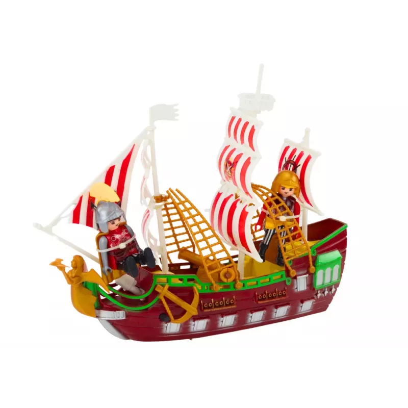 LEAN TOYS Rzymski Statek ze Światłami, Dźwiękami, Katapultą i Palmami