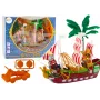 LEAN TOYS Rzymski Statek ze Światłami, Dźwiękami, Katapultą i Palmami