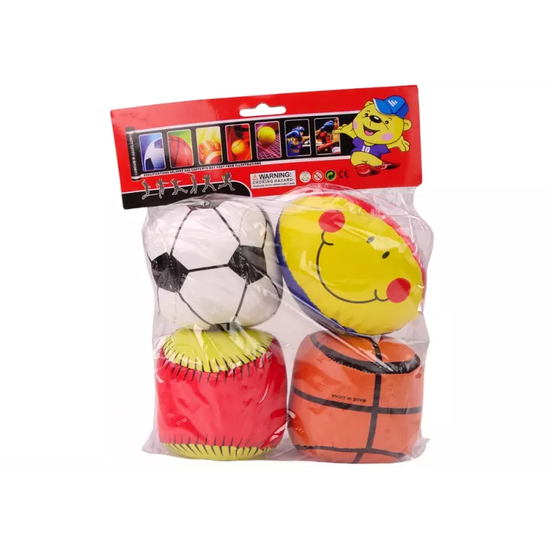 Zestaw miękkich piłek sportowych LEAN TOYS - Koszykówka, Rugby, Piłka nożna, Baseball - 4 sztuki