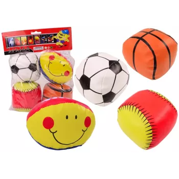 Zestaw miękkich piłek sportowych LEAN TOYS - Koszykówka, Rugby, Piłka nożna, Baseball - 4 sztuki