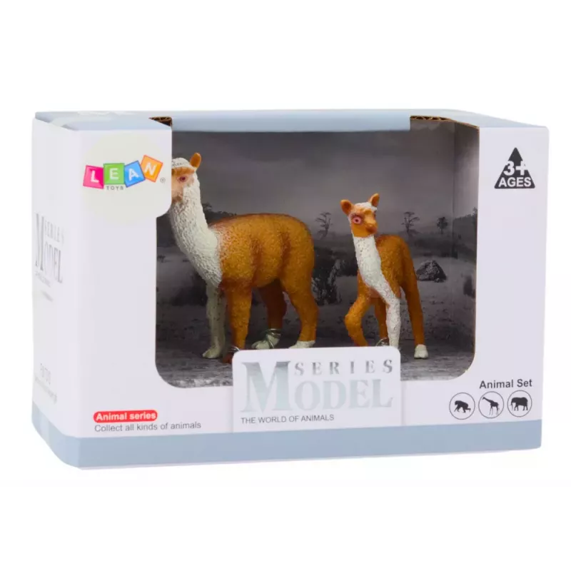 LEAN TOYS Figurine Dorosła Lama 8 cm z Młodą Lamą 6 cm Animals of the World