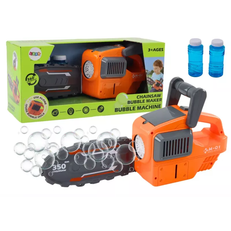 LEAN TOYS Mydlana Maszyna Bąbelkowa Piła Łańcuchowa Pomarańczowa
