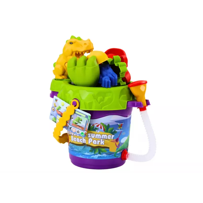 LEAN TOYS Zestaw Wiaderko do Piasku z Konewką i Foremkami Dinozaurów