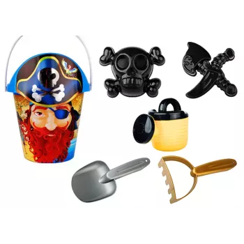 LEAN TOYS Pirate Sand Set - Wiaderko, Konewka, Sitko, Zestaw 6 Części