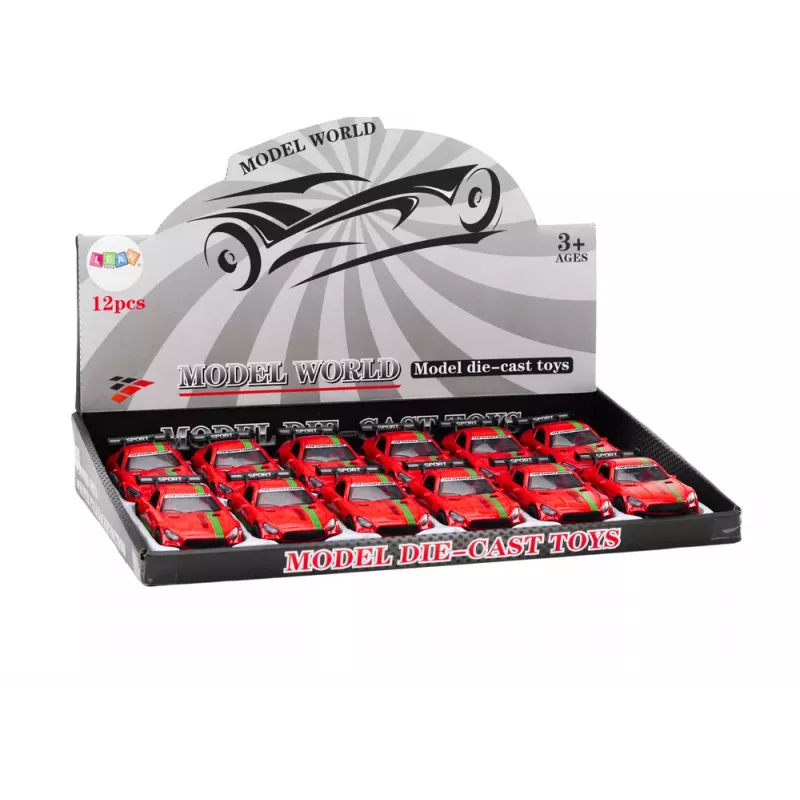 LEAN TOYS Samochód Sportowy 1:32 Figurka Akcji Spoiler Metal Czerwony Dźwięki