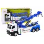 LEAN TOYS Ciężarówka z Żurawiem Dwa Metalowe Haki Biały i Niebieski Światła Dźwięki