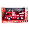 LEAN TOYS Wóz Strażacki z Wysięgnikiem 1:16 Światła Dźwięki Woda Napęd Czerwony