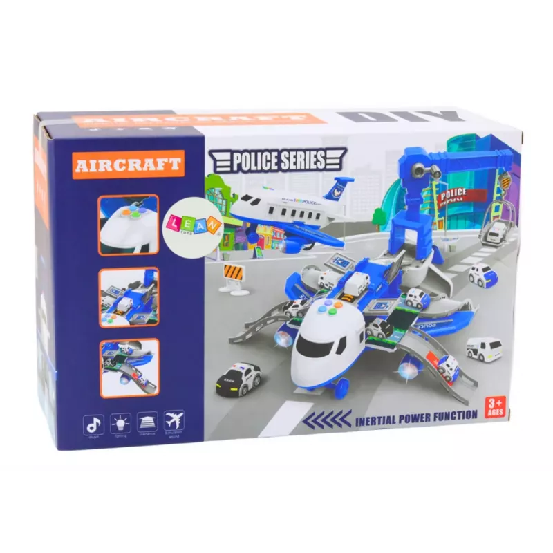LEAN TOYS Interaktywny Samolot do Rozkładania Posterunek Policji 2w1 DIY