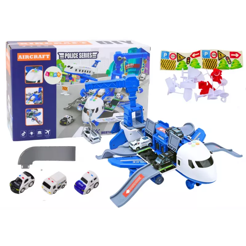 LEAN TOYS Interaktywny Samolot do Rozkładania Posterunek Policji 2w1 DIY