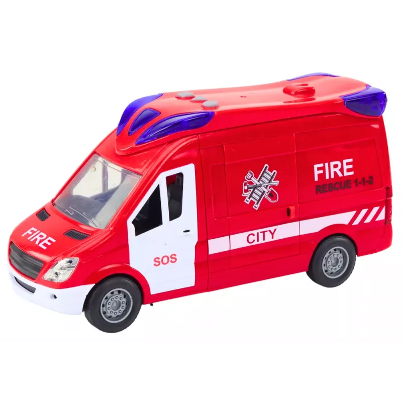 LEAN TOYS Wóz Strażacki Światła Dźwięki Otwierane Drzwi Napęd Czerwony