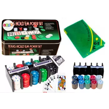 LEAN TOYS Zestaw do Pokera 2 Talie Kart Żetony Mata do Gry