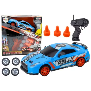 LEAN TOYS Samochód sportowy RC 1:24 Niebieski z wymiennymi kołami