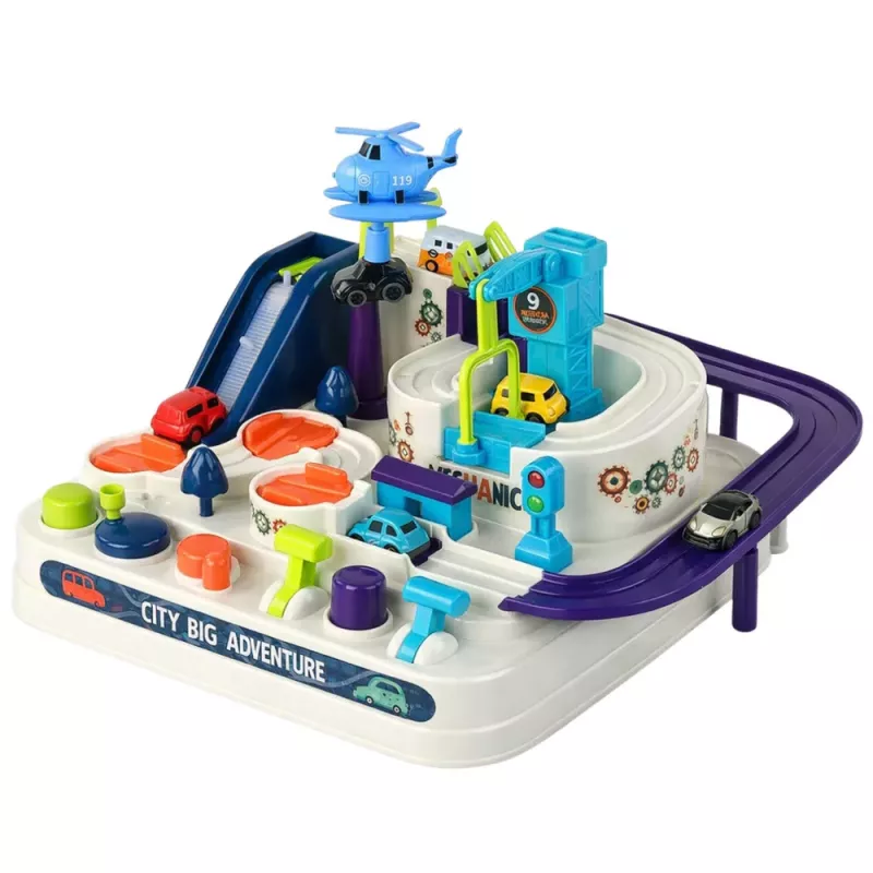 LEAN TOYS Tor przeszkód Interaktywny parking dla dzieci Cztery samochodziki