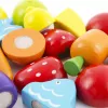 LEAN TOYS Zestaw do krojenia warzyw i owoców w wiaderku, deska, nóż, drewniany