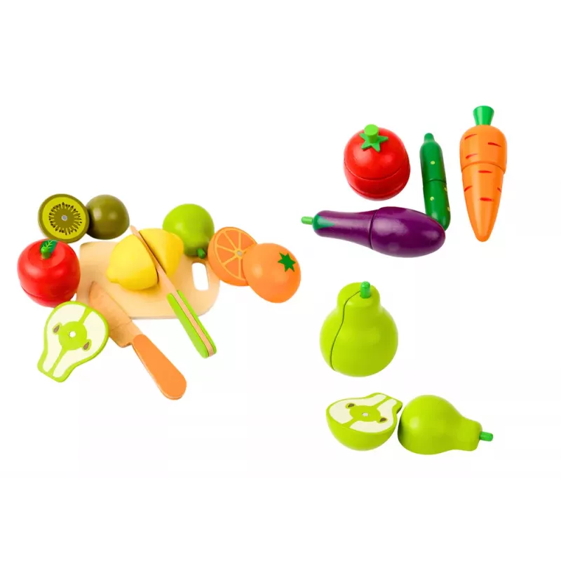 LEAN TOYS Owoce i Warzywa Drewniane w Magnetycznym Pudełku Kuchennym