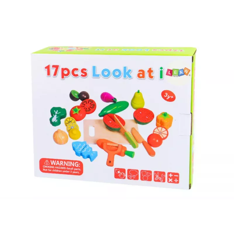 LEAN TOYS Owoce i Warzywa Drewniane w Magnetycznym Pudełku Kuchennym
