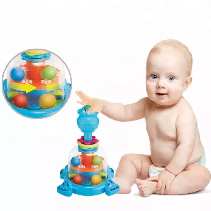 LEAN TOYS Bączek z hipopotamem z piłeczkami dla niemowląt niebieski