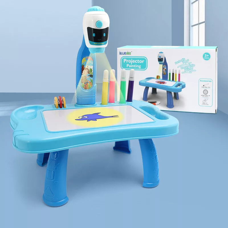 LEAN TOYS Mini Projektor Robot Stół 2w1 Akcesoria Niebieski