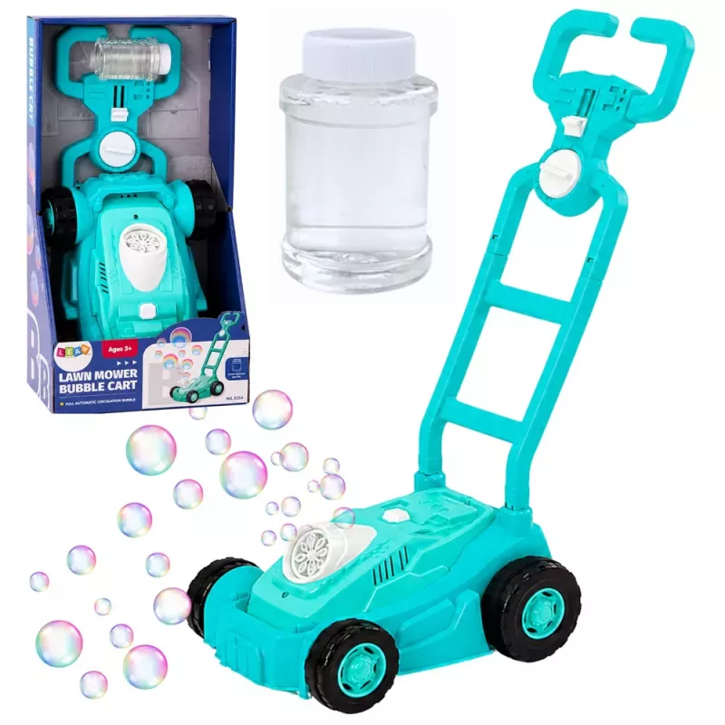 LEAN TOYS Kosiarka z bąbelkami na biegunach z uchwytem Niebieska