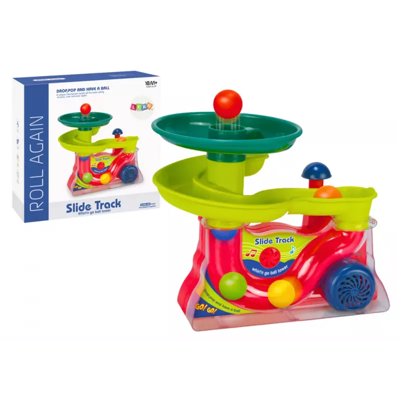LEAN TOYS Fountain Slide for Balls with Sounds and Lights - Colorful Water Play Toy