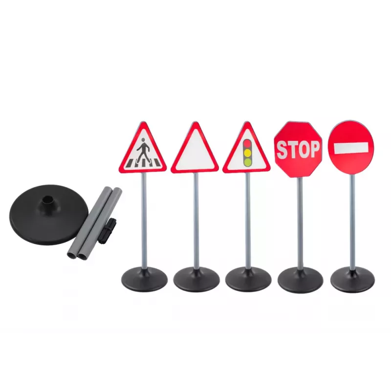 LEAN TOYS Edukacyjny Zestaw Znaków Drogowych Ostrzegawczych 5 szt. 70 cm