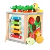 LEAN TOYS Drewniana Kostka Edukacyjna Sorter 5w1 Puzzle Pudełko Klocki