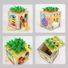LEAN TOYS Drewniana Kostka Edukacyjna Sorter 5w1 Puzzle Pudełko Klocki