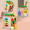 LEAN TOYS Drewniana Kostka Edukacyjna Sorter 5w1 Puzzle Pudełko Klocki