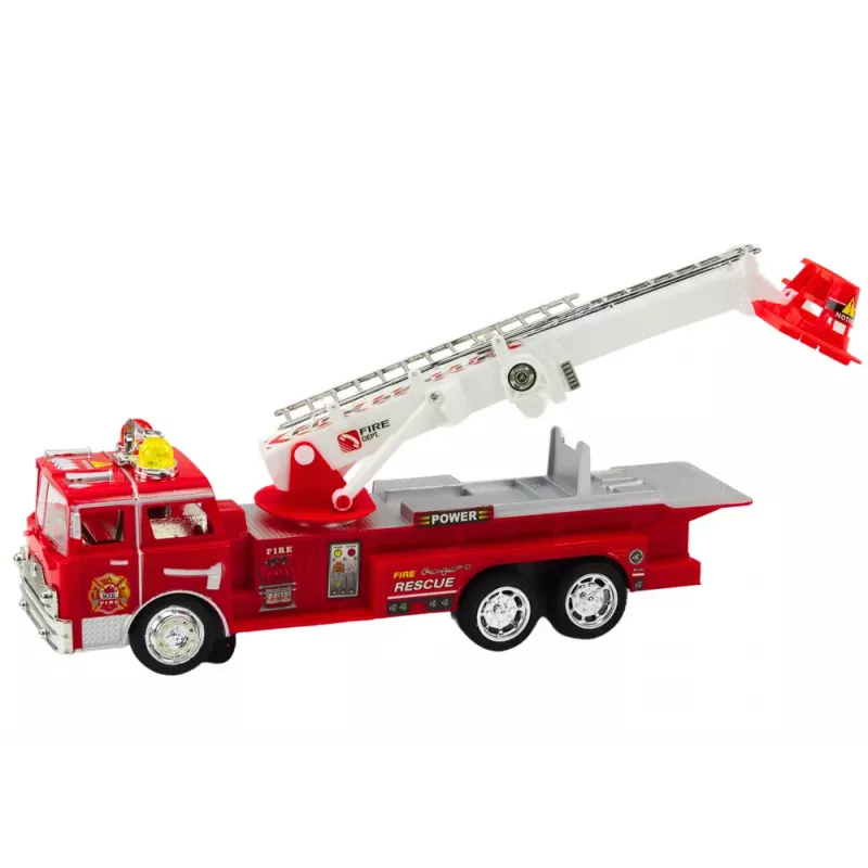 LEAN TOYS Wóz Strażacki Czerwony z Wysięgnikiem Światłami Dźwiękami