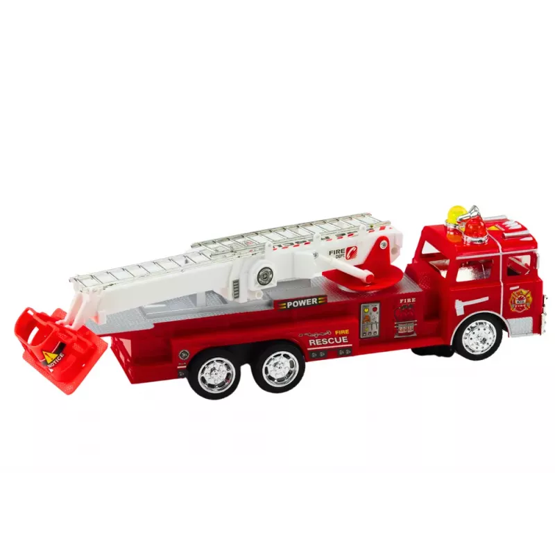 LEAN TOYS Wóz Strażacki Czerwony z Wysięgnikiem Światłami Dźwiękami