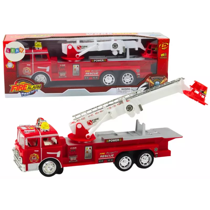 LEAN TOYS Wóz Strażacki Czerwony z Wysięgnikiem Światłami Dźwiękami