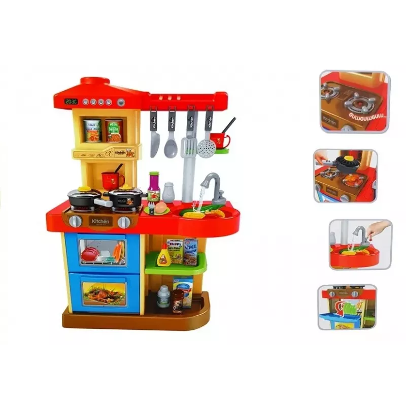 Kuchnia dla dzieci LEAN TOYS z dźwiękami i prawdziwym kranem