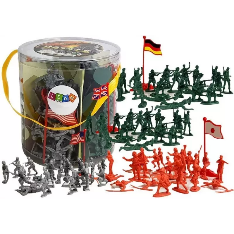 LEAN TOYS Duży Zestaw Wojskowy 100 Elementów Żołnierze Flagi