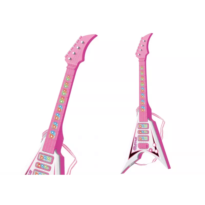 LEAN TOYS Elektryczna gitara dla dzieci z światłami i melodiami, różowa
