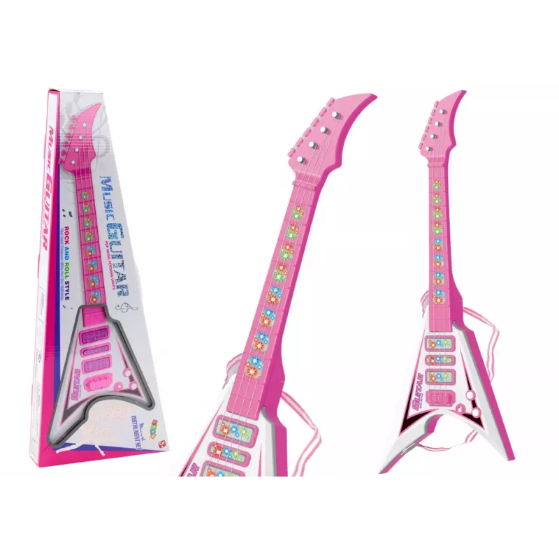 LEAN TOYS Elektryczna gitara dla dzieci z światłami i melodiami, różowa