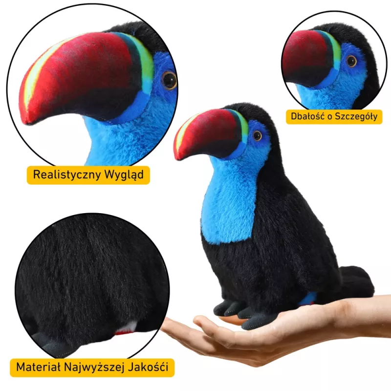 LEAN TOYS Pluszowy Tukan Ptak Pluszak Mascot Przytulanka Niebieski 40cm
