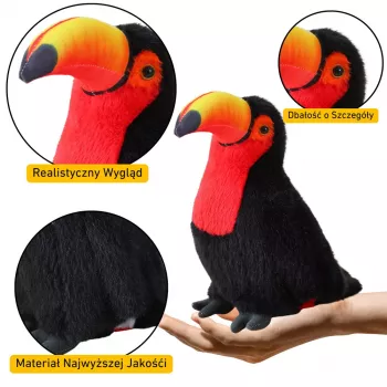 LEAN TOYS Pluszowy Tukan Ptak Pluszowa Zabawka Mascot Przytulanka Czerwony 30cm