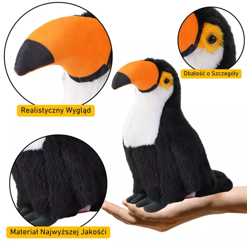 LEAN TOYS Pluszowy Tukan Ptak Pluszak Mascot Przytulanka Biały 35cm