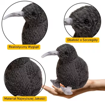 LEAN TOYS Pluszowy Kiwi Ptak Miękka Zabawka Mascot Przytulanka Czarny 17cm
