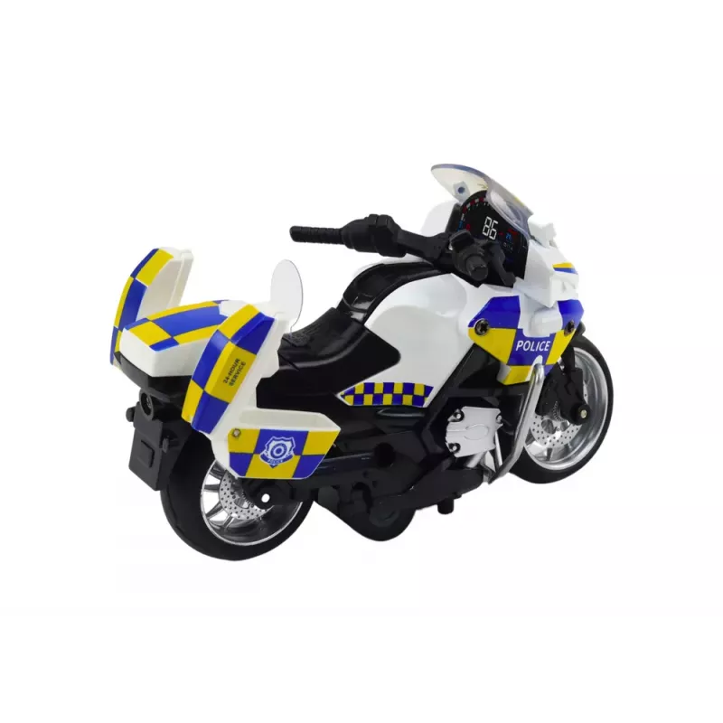 LEAN TOYS Policyjny Motocykl z Napędem Ciernym, Światłami i Dźwiękiem na Baterie