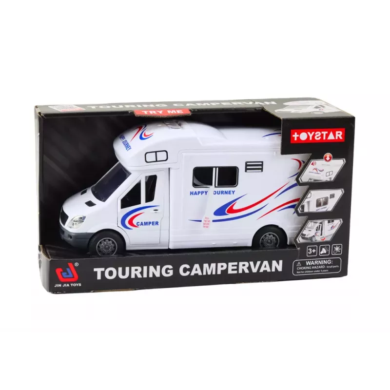 LEAN TOYS Car Camper Biały Światła Dźwięki Otwierane Drzwi