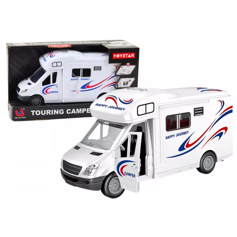 LEAN TOYS Car Camper Biały Światła Dźwięki Otwierane Drzwi