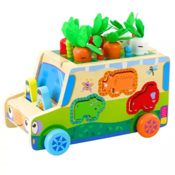 LEAN TOYS Edukacyjna Drewniana Układanka Kształtów i Labirynt Samochód