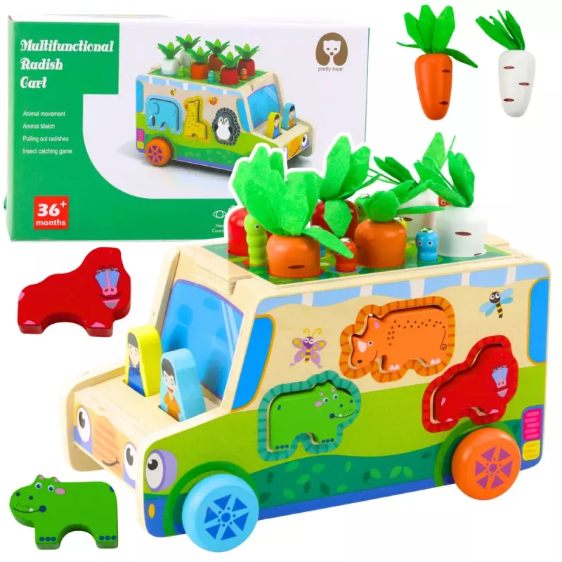 LEAN TOYS Edukacyjna Drewniana Układanka Kształtów i Labirynt Samochód