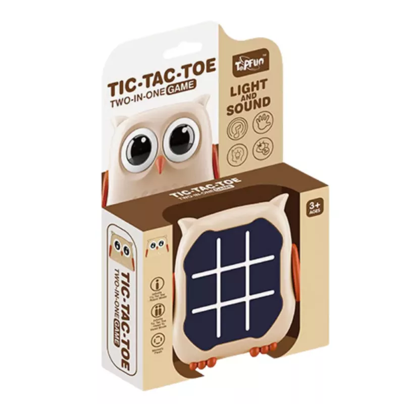LEAN TOYS Gra Elektroniczna 3w1 Kółko i Krzyżyk Memory Sowa Beżowy