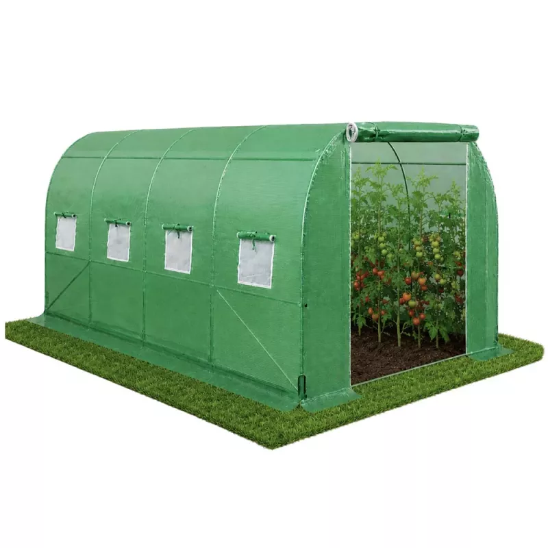 Tunel foliowy LEAN do ogrodu warzywnego z oknami, zielony UV 4x2,5x2 m 10 m²