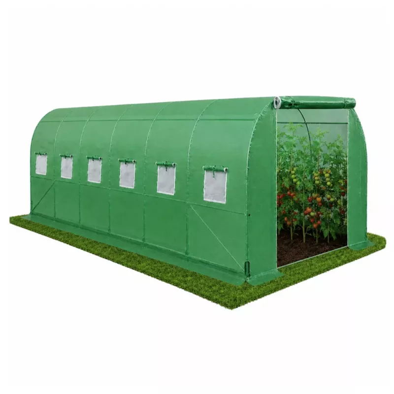Tunel foliowy LEAN do warzyw, zielone okna UV, 6x3x2m, 18m²