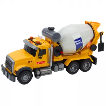 LEAN TOYS Betoniarka z obrotowym bębnem, światłami i dźwiękami, żółta